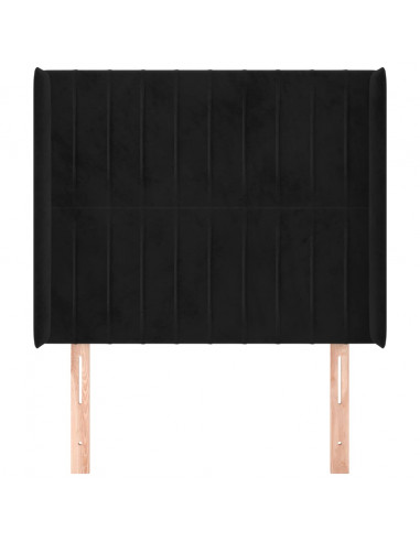 Testiera ad Orecchio Nera 103x16x118/128 cm in Velluto