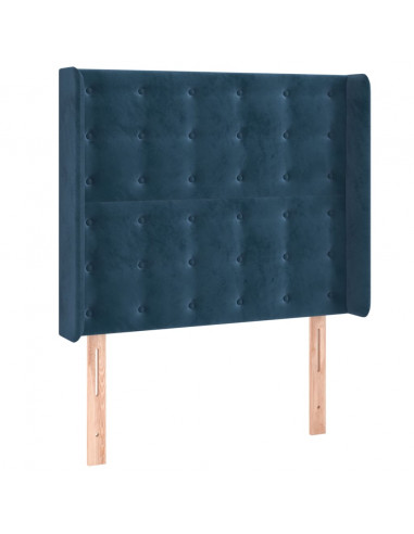 Testiera ad Orecchio Blu Scuro 103x16x118/128 cm in Velluto