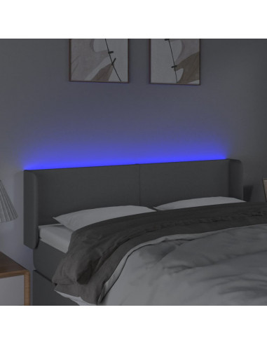 Testiera Grigio Chiaro a LED 147x16x78/88 cm in Tessuto