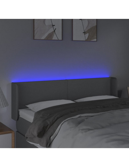 Testiera Grigio Chiaro a LED 147x16x78/88 cm in Tessuto