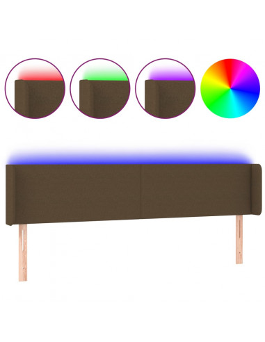 Testiera a LED Marrone Scuro 203x16x78/88 cm in Tessuto