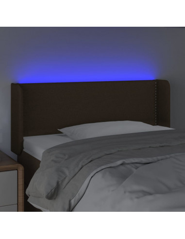 Testiera a LED Marrone Scuro 83x16x78/88 cm in Tessuto