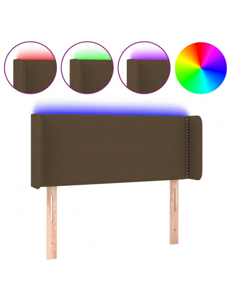 Testiera a LED Marrone Scuro 93x16x78/88 cm in Tessuto