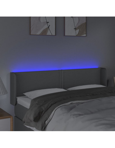 Testiera Grigio Chiaro a LED 147x16x78/88 cm in Tessuto