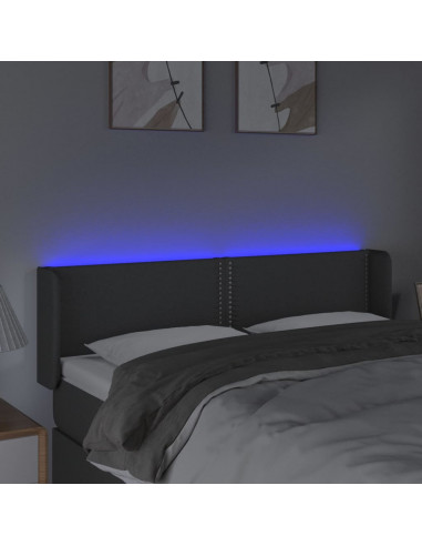 Testiera a LED Grigio Scuro 147x16x78/88 cm in Tessuto