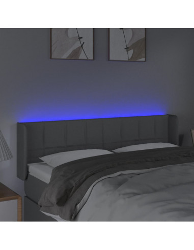 Testiera Grigio Chiaro a LED 147x16x78/88 cm in Tessuto