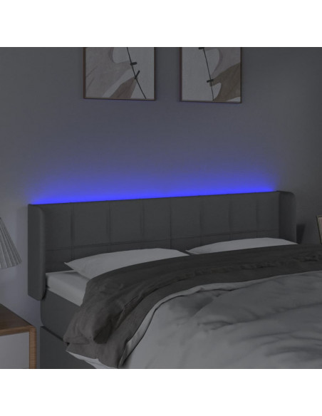 Testiera Grigio Chiaro a LED 147x16x78/88 cm in Tessuto