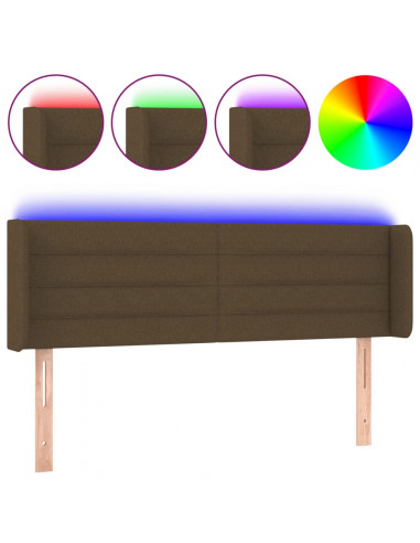 Testiera a LED Marrone Scuro 147x16x78/88 cm in Tessuto