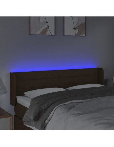 Testiera a LED Marrone Scuro 147x16x78/88 cm in Tessuto