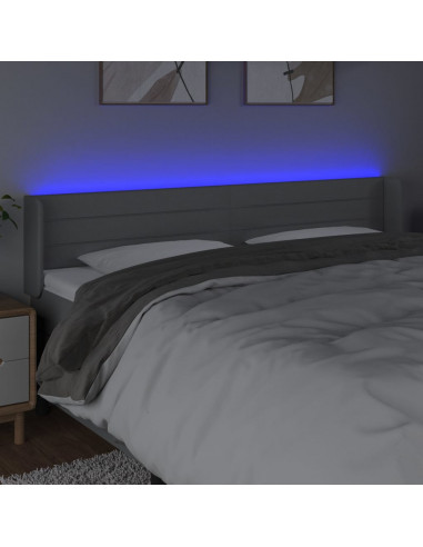 Testiera a LED Grigio Chiaro 163x16x78/88 cm in Tessuto