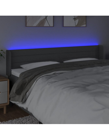 Testiera a LED Grigio Scuro 203x16x78/88 cm in Tessuto