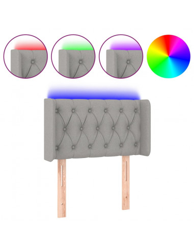 Testiera Grigio Chiaro a LED 83x16x78/88 cm in Tessuto