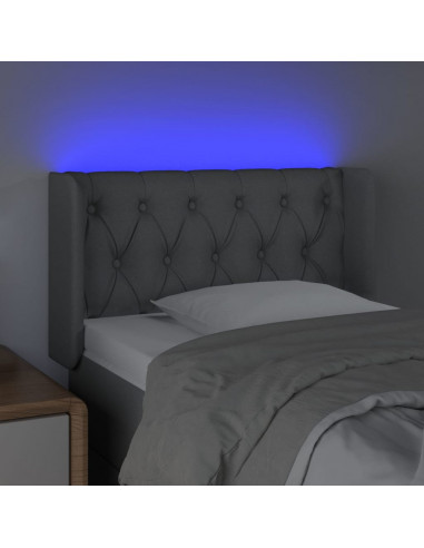 Testiera Grigio Chiaro a LED 83x16x78/88 cm in Tessuto