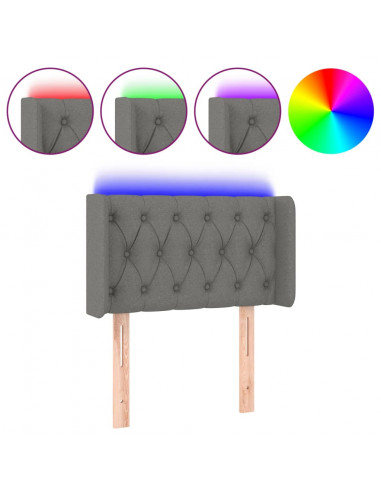 Testiera a LED Grigio Scuro 83x16x78/88 cm in Tessuto