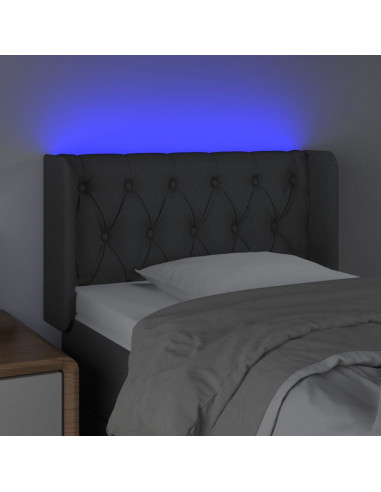 Testiera a LED Grigio Scuro 83x16x78/88 cm in Tessuto