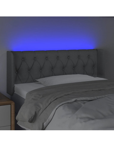 Testiera Grigio Chiaro a LED 93x16x78/88 cm in Tessuto