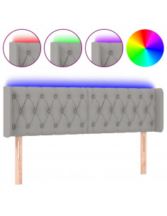 Testiera Grigio Chiaro a LED 147x16x78/88 cm in Tessuto 2
