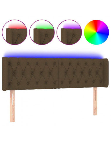 Testiera a LED Marrone Scuro 147x16x78/88 cm in Tessuto