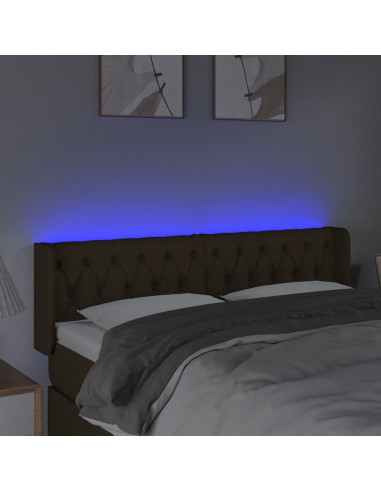 Testiera a LED Marrone Scuro 147x16x78/88 cm in Tessuto