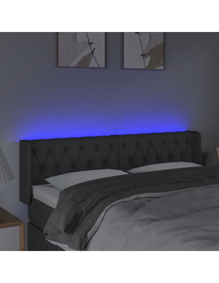 Testiera a LED Grigio Scuro 163x16x78/88 cm in Tessuto
