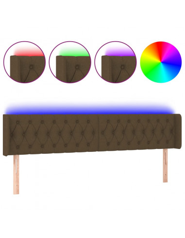 Testiera a LED Marrone Scuro 203x16x78/88 cm in Tessuto