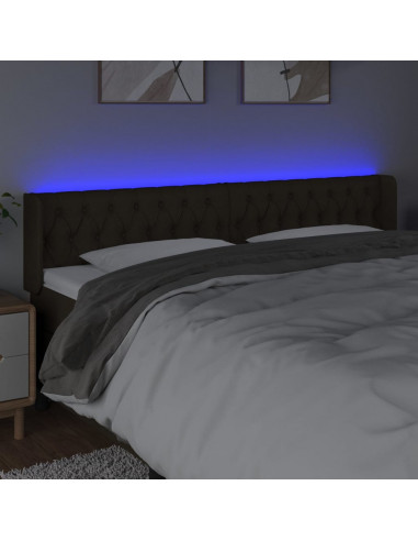 Testiera a LED Marrone Scuro 203x16x78/88 cm in Tessuto