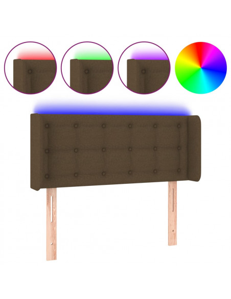 Testiera a LED Marrone Scuro 83x16x78/88 cm in Tessuto