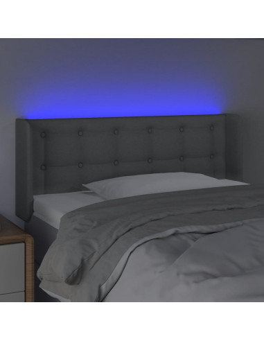 Testiera Grigio Chiaro a LED 93x16x78/88 cm in Tessuto