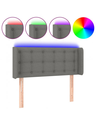 Testiera a LED Grigio Scuro 93x16x78/88 cm in Tessuto