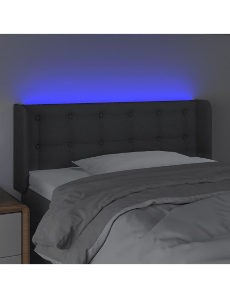 Testiera a LED Grigio Scuro 93x16x78/88 cm in Tessuto