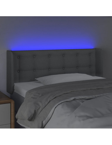 Testiera Grigio Chiaro a LED 103x16x78/88 cm in Tessuto