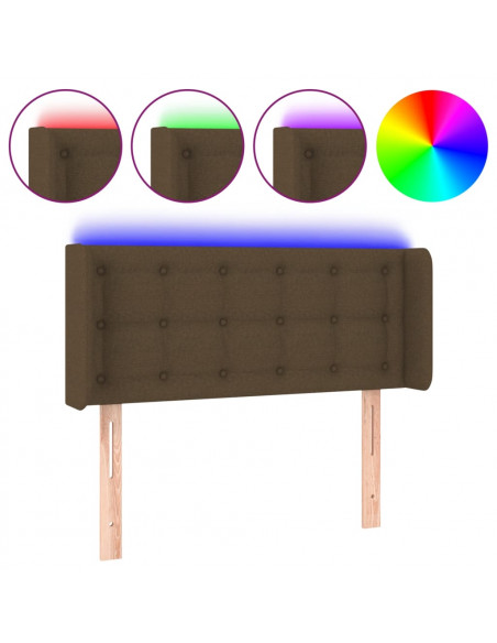 Testiera a LED Marrone Scuro 103x16x78/88 cm in Tessuto