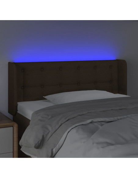 Testiera a LED Marrone Scuro 103x16x78/88 cm in Tessuto