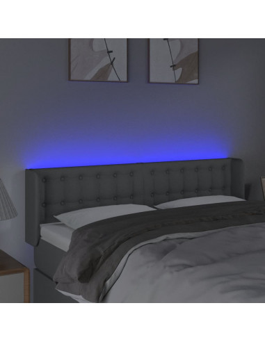 Testiera Grigio Chiaro a LED 147x16x78/88 cm in Tessuto