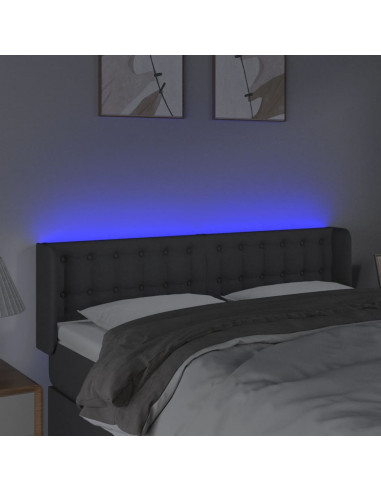 Testiera a LED Grigio Scuro 147x16x78/88 cm in Tessuto