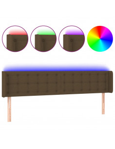 Testiera a LED Marrone Scuro 203x16x78/88 cm in Tessuto 2