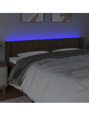 Testiera a LED Marrone Scuro 203x16x78/88 cm in Tessuto