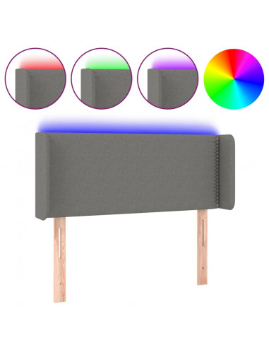 Testiera a LED Grigio Scuro 93x16x78/88 cm in Tessuto