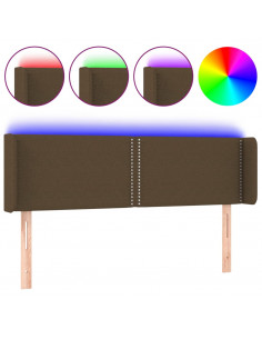 Testiera a LED Marrone Scuro 147x16x78/88 cm in Tessuto 2