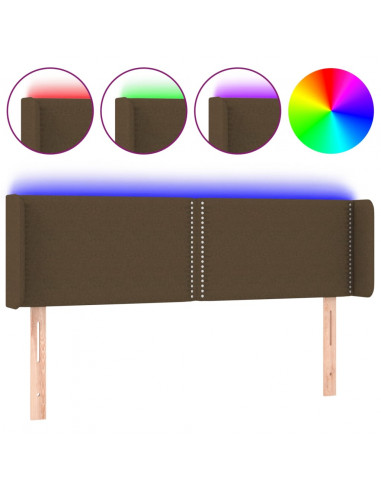 Testiera a LED Marrone Scuro 147x16x78/88 cm in Tessuto