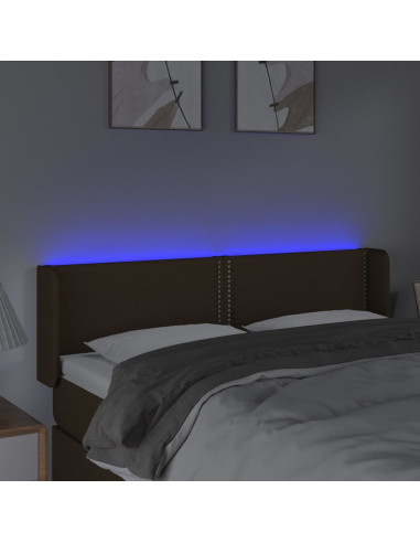 Testiera a LED Marrone Scuro 147x16x78/88 cm in Tessuto