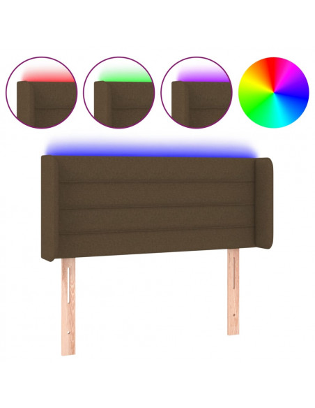 Testiera a LED Marrone Scuro 103x16x78/88 cm in Tessuto