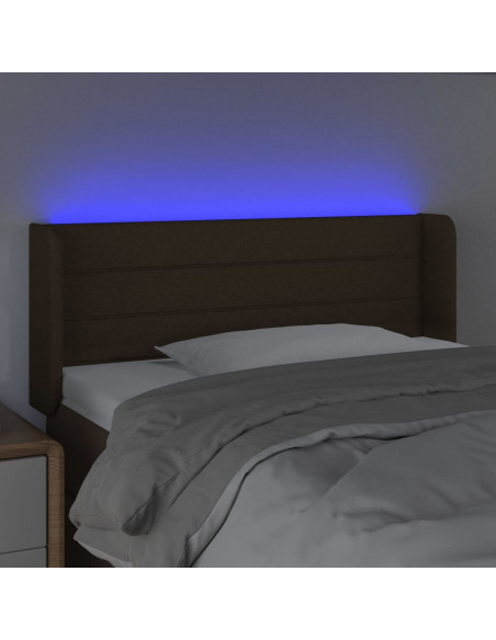 Testiera a LED Marrone Scuro 103x16x78/88 cm in Tessuto