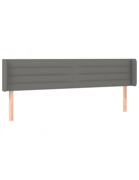 Testiera a LED Grigio Scuro 183x16x78/88 cm in Tessuto