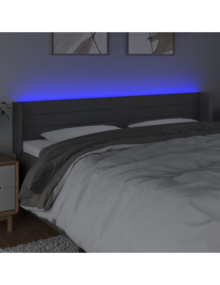 Testiera a LED Grigio Scuro 183x16x78/88 cm in Tessuto