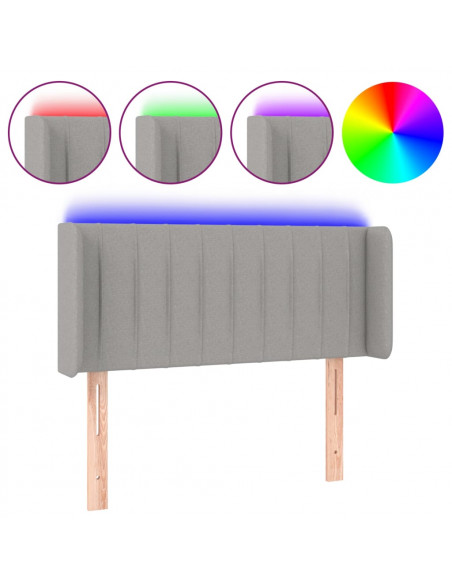 Testiera Grigio Chiaro a LED 103x16x78/88 cm in Tessuto
