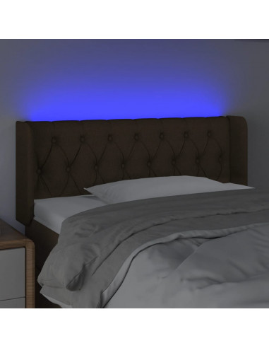 Testiera a LED Marrone Scuro 93x16x78/88 cm in Tessuto