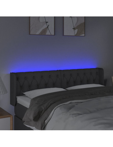 Testiera a LED Grigio Scuro 147x16x78/88 cm in Tessuto