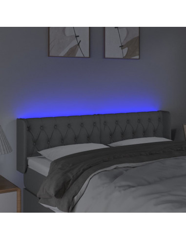 Testiera a LED Grigio Chiaro 163x16x78/88 cm in Tessuto