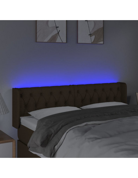 Testiera a LED Marrone Scuro 163x16x78/88 cm in Tessuto